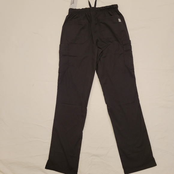Butter-Soft STRETCH black 9 Pocket Drawstring Scrub Pants size XXS - Picture 2 of 4